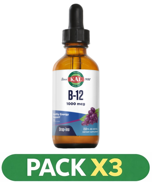 Pack x3 Vegetarian B-12 1000 mcg - KAL - 59 ml.
