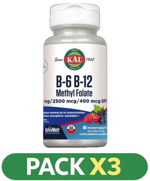Pack x3 B6/B12 Methyl Folate (Homocistein) - KAL - 60 comprimidos subl.