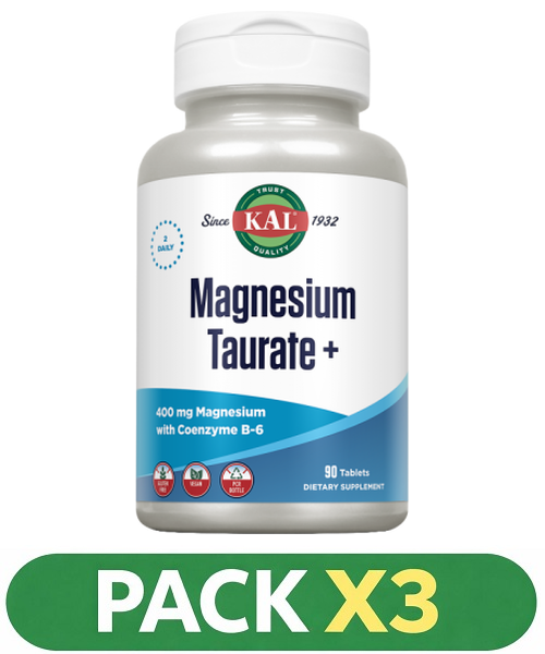 Pack x3 Magnesium Taurate 400 mg. + B6 - KAL - 90 comprimidos