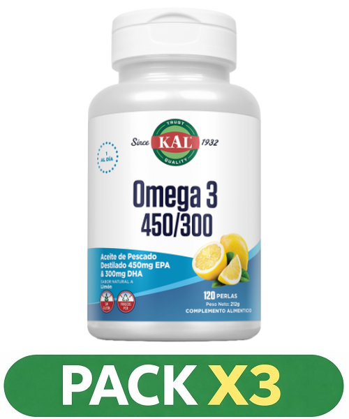 Pack x3 Big Omega 3 450/300 - KAL - 120 perlas