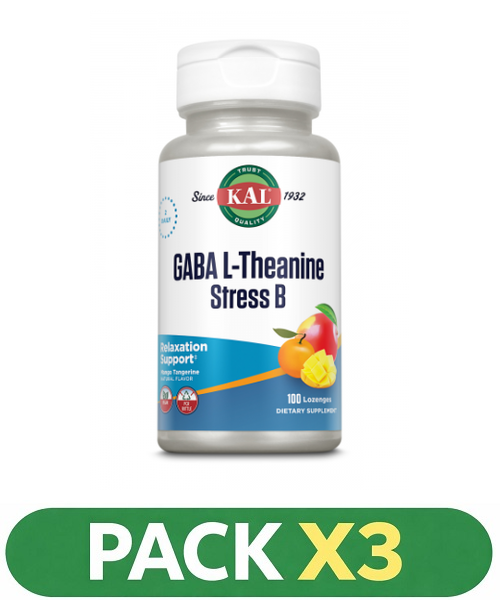 Pack x3 Gaba L-Theanine Stress B - KAL - 100 comprimidos subl.
