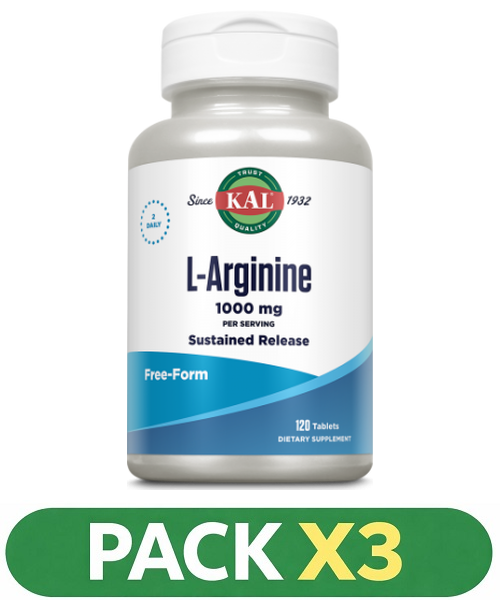 Pack x3 L-Arginine A/R 1000 mg. - KAL - 120 comprimidos