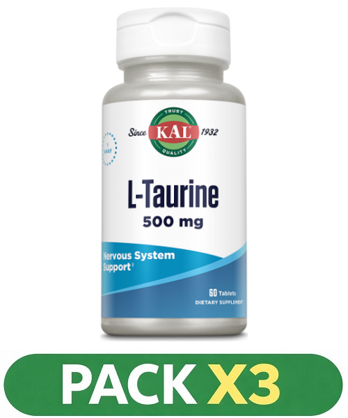 Pack x3 L-Taurine 500 mg. - KAL - 60 comprimidos