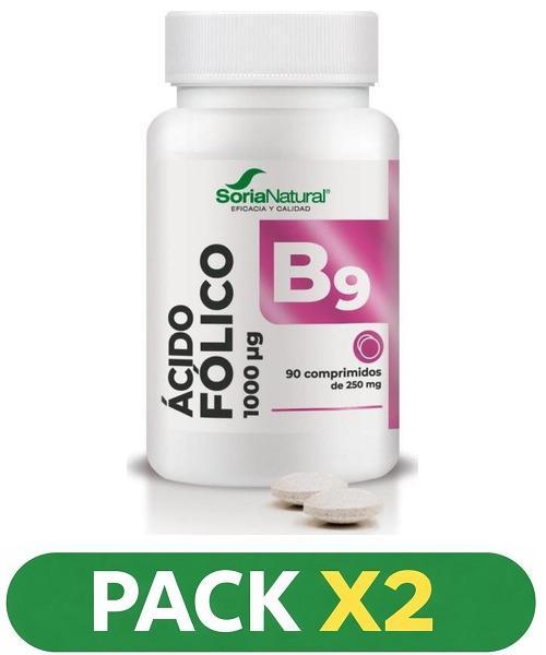 Pack x2 Ácido Fólico - Soria Natural - 90 Comprimidos Liberación Sostenida.