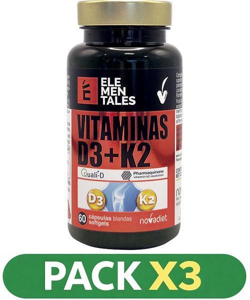 Pack x3 Vitamina D3+K2 - Novadiet - 60 perlas