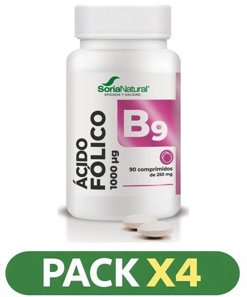 Pack x4 Ácido Fólico - Soria Natural - 90 Comprimidos Liberación Sostenida.