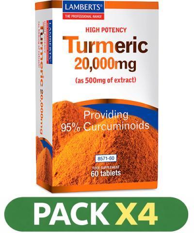 Pack x4 Cúrcuma 20.000 mg - Lamberts - 60 comprimidos