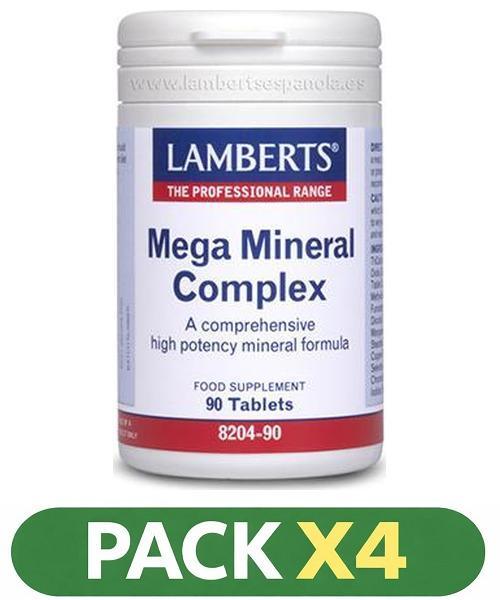Pack x4 Mega Mineral Complex - Lamberts - 90 comprimidos