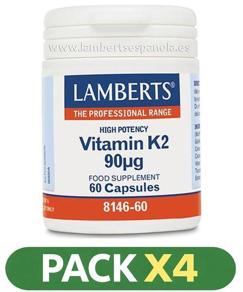 Pack x4 Vitamina K2 90 µg - Lamberts - 60 cápsulas