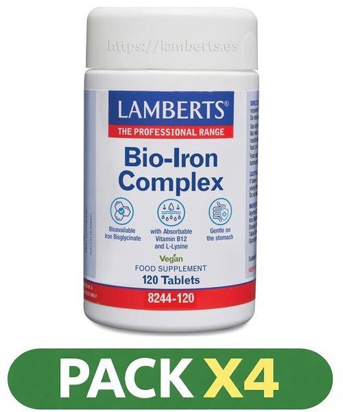 Pack x4 Bio Iron Complex - Lamberts - 120 comprimidos