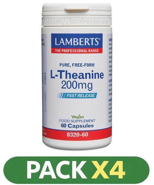 Pack x4 L-Teanina 200 mg - Lamberts - 60 cápsulas