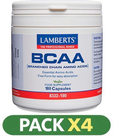 Pack x4 BCAA - Lamberts - 180 cápsulas
