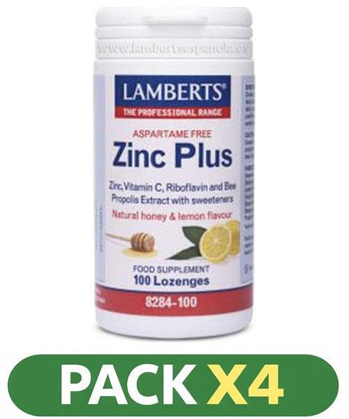 Pack x4 Zinc Plus - Lamberts - 100 comprimidos
