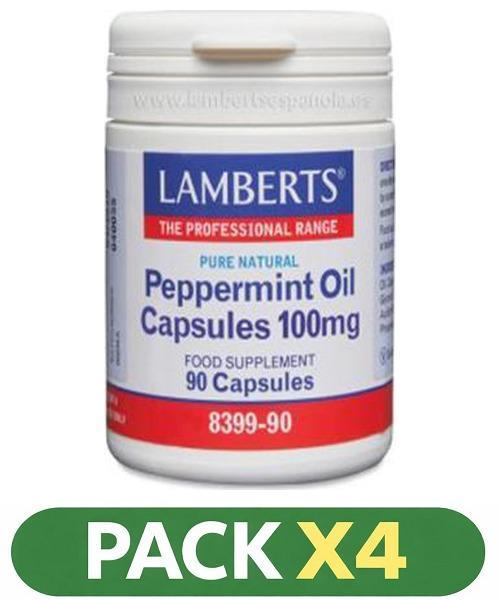 Pack x4 Aceite de Menta 100 mg. - Lamberts - 90 perlas