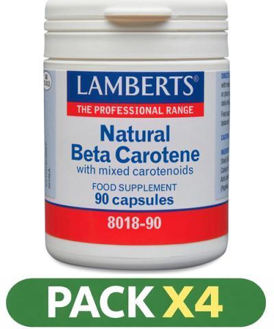 Pack x4 Beta Caroteno Natural 15 mg - Lamberts - 90 cápsulas