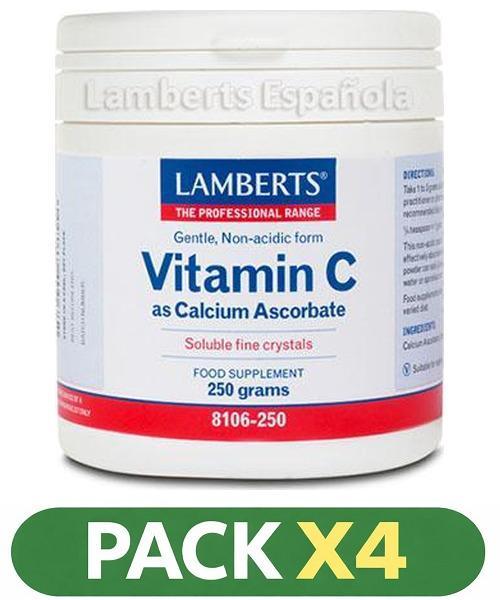 Pack x4 Vitamina C en Polvo - Arcorbato de Calcio - Lamberts - 250 gramos