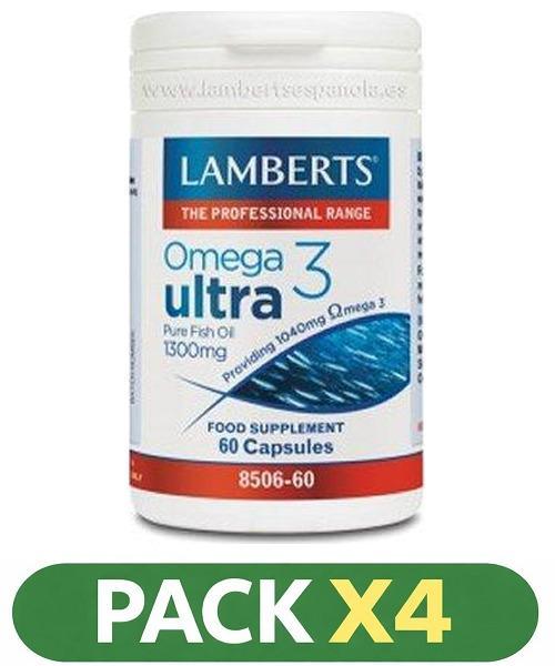 Pack x4 Omega 3 Ultra 1.300 mg - Lamberts - 60 perlas