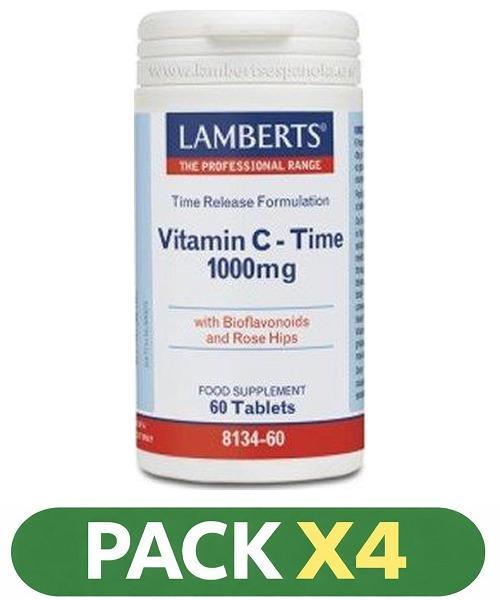 Pack x4 Vitamina C - Liberación Sostenida 1.000 mg - Lamberts - 60 comprimidos