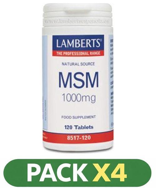 Pack x4 MSM 1.000 mg - Lamberts - 120 comprimidos