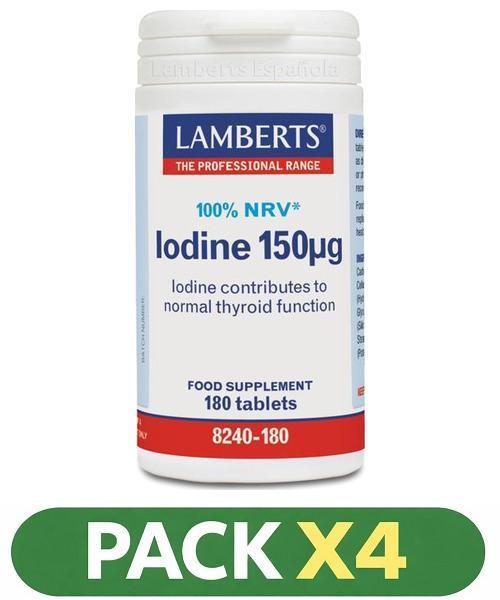 Pack x4 Yodo 150 mcg - Lamberts - 180 comprimidos