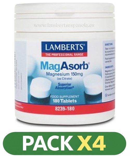 Pack x4 MagAsorb - Lamberts - 180 comprimidos