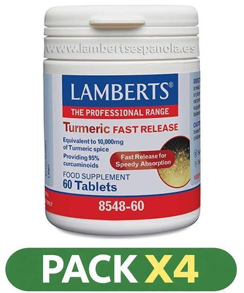 Pack x4 Cúrcuma - Liberación Rápida - Lamberts - 60 comprimidos
