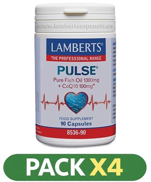 Pack x4 Pulse - Omega 3 + Q10 - Lamberts - 90 cápsulas