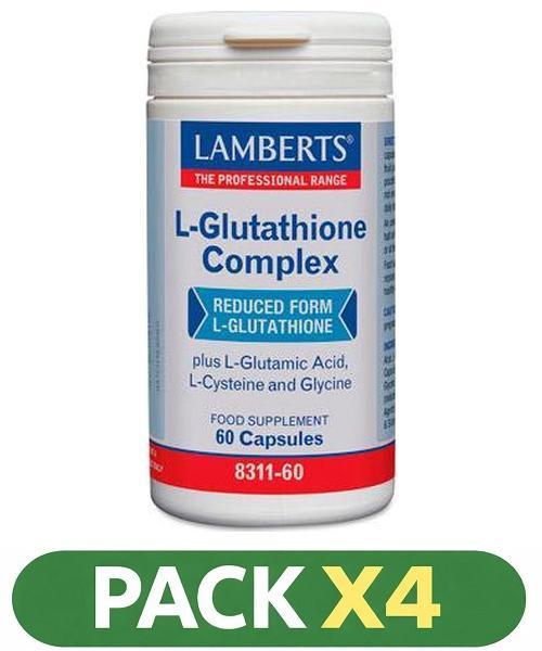 Pack x4 L-Glutationa Complex - Lamberts - 60 cápsulas