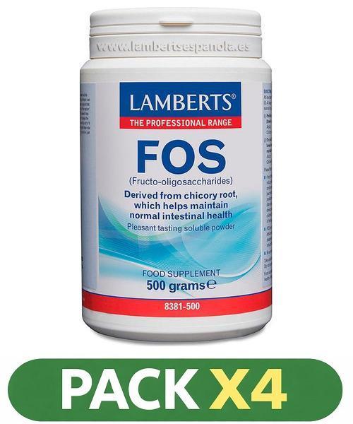 Pack x4 FOS Fructo-oligosacáridos en Polvo - Lamberts - 500 grs