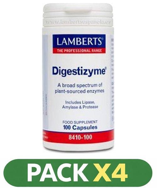 Pack x4 Enzimas Digestivas: Digestizyme® - Lamberts - 100 Cápsulas
