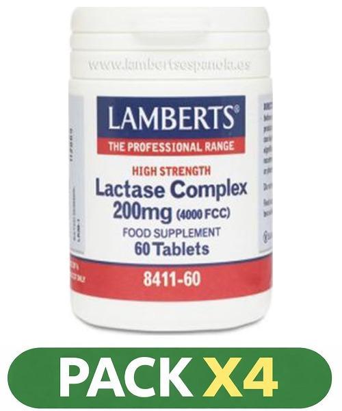 Pack x4 Lactasa 9000 FCC - Lamberts - 60 comprimidos