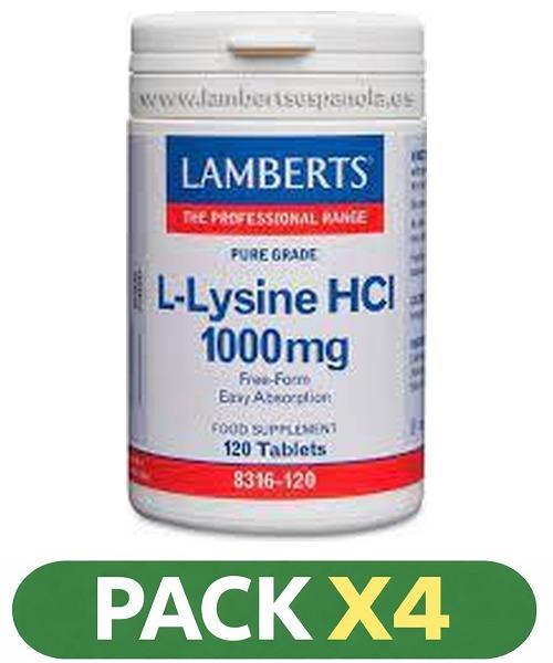 Pack x4 L-Lisina 1.000 mg - Lamberts - 120 comprimidos