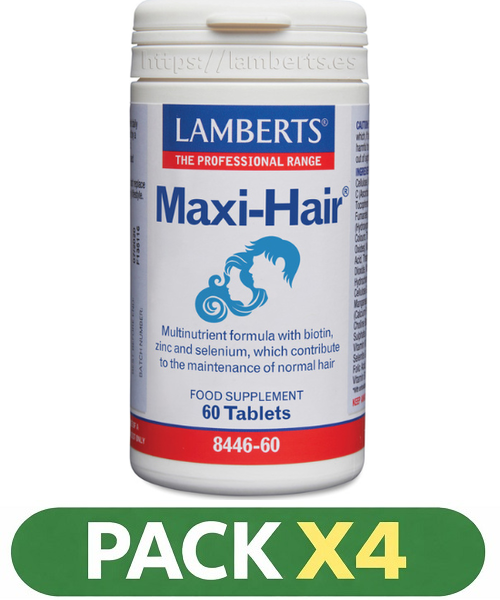 Pack x4 Maxi-Hair - Lamberts - 60 comprimidos