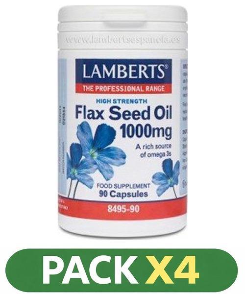 Pack x4 Aceite de Semillas de Lino 1.000 mg - Lamberts - 90 cápsulas