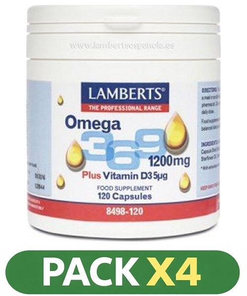 Pack x4 Omega 3-6-9 - Lamberts - 120 perlas