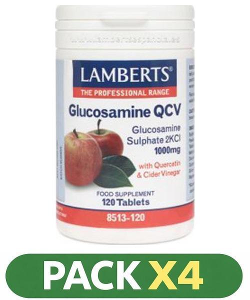 Pack x4 Glucosamina QCV - Lamberts - 120 comprimidos