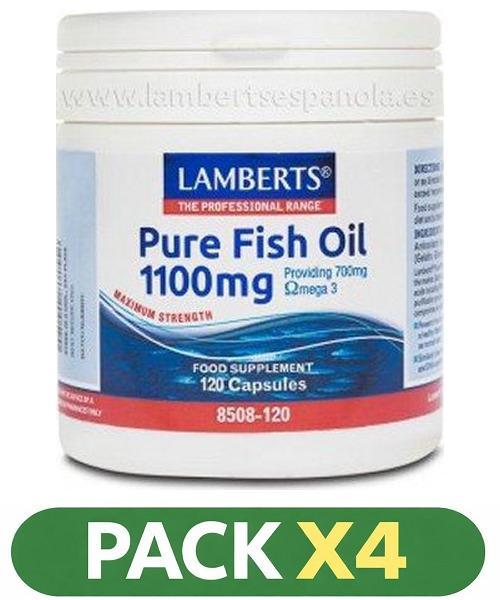 Pack x4 Aceite de Pescado Puro 1.100 mg - Lamberts - 120 perlas