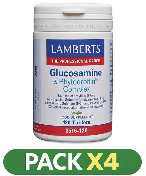 Pack x4 Glucosamina y Condroitina Complex - Lamberts - 120 Tabletas