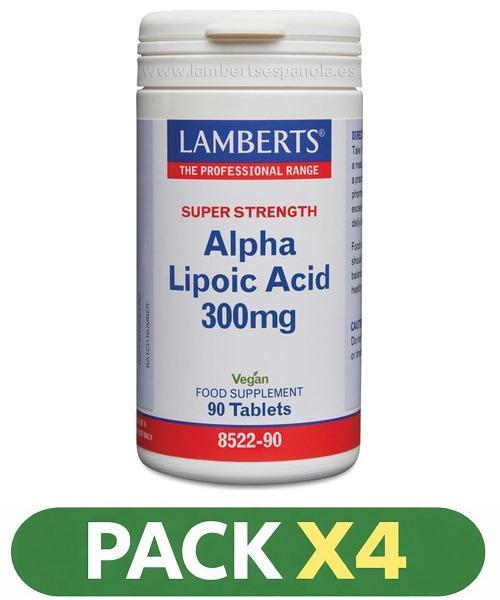 Pack x4 Ácido Alfa Lipoico 300 mg - Lambert - 90 Tabletas
