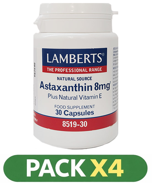 Pack x4 Astaxantina 8 mg - Lamberts - 30 cápsulas