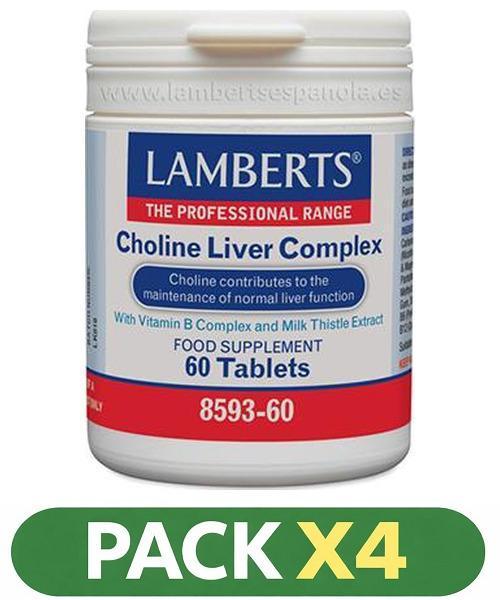 Pack x4 Choline Liver Complex - Lamberts - 60 comprimidos