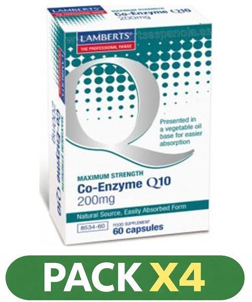 Pack x4 Co-Enzima Q10 200 mg - Lamberts - 60 Cápsulas