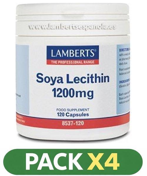 Pack x4 Lecitina de Soja 1.200 mg - Lamberts - 120 perlas