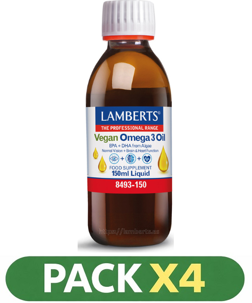 Pack x4 Omega 3 Vegano líquido - Lamberts - 150 ml