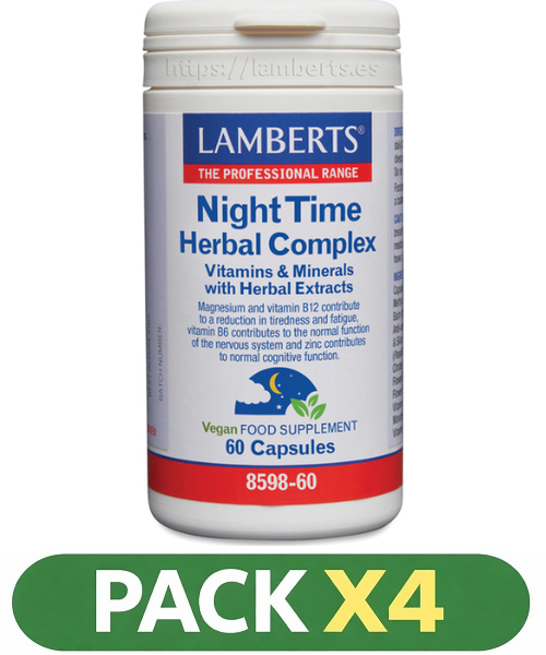 Pack x4 Night Time Herbal Complex - Lamberts - 60 cápsulas