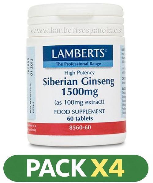 Pack x4 Ginseng Siberiano - Lamberts - 60 comprimidos