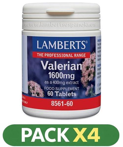 Pack x4 Valerian - Lamberts - 60 comprimidos