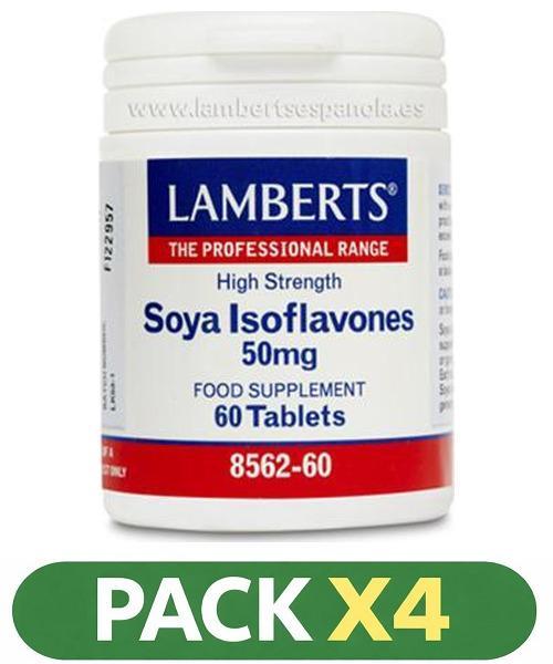 Pack x4 Isoflavonas de Soja 50 mg - Lamberts - 60 Tabletas