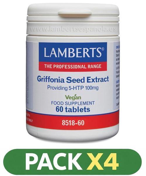 Pack x4 5 Htp 100 Mg Extraco De Semilla De Griffonia - Lamberts - 60 cápsulas