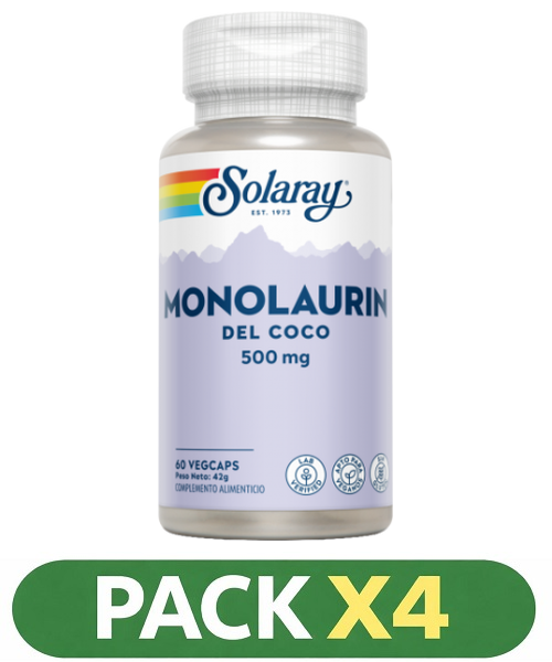Pack x4 Monolaurin 500 mg. - Solaray - 60 cápsulas